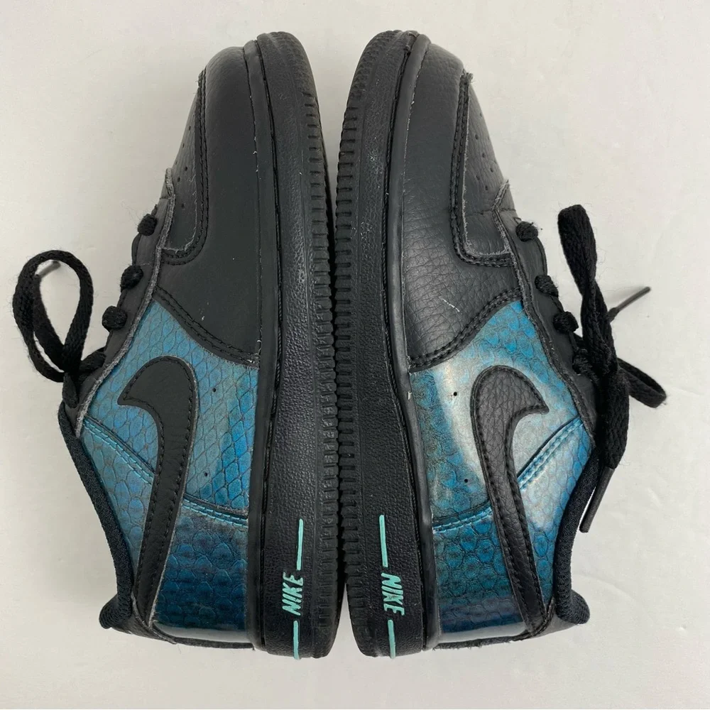 Nike Air Force 1 size 10C Toddler Black Blue Baby Dragon Sneakers BV6063-001
